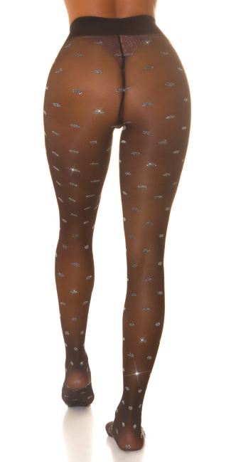 Tights with glitter dots Black